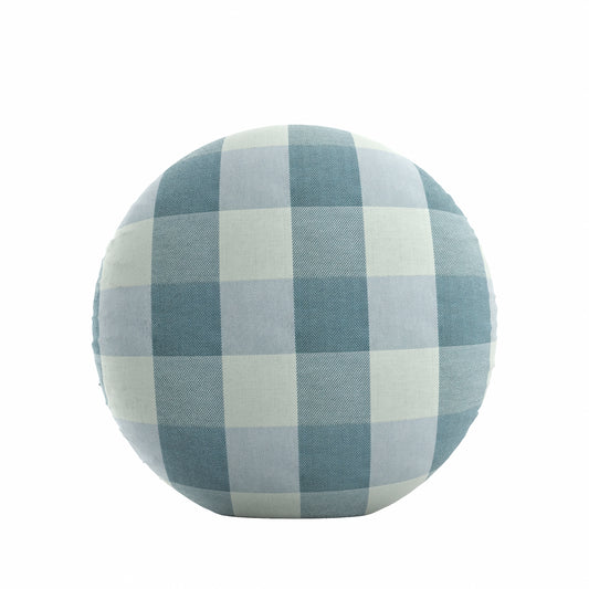 Circular Throw Pillow in Foxy Plaid Harbor