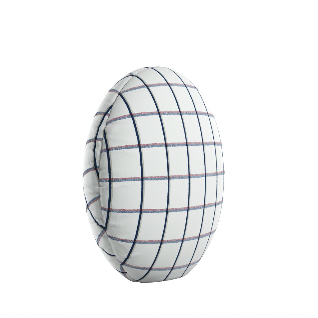 Circular Throw Pillow in Check With Me - White