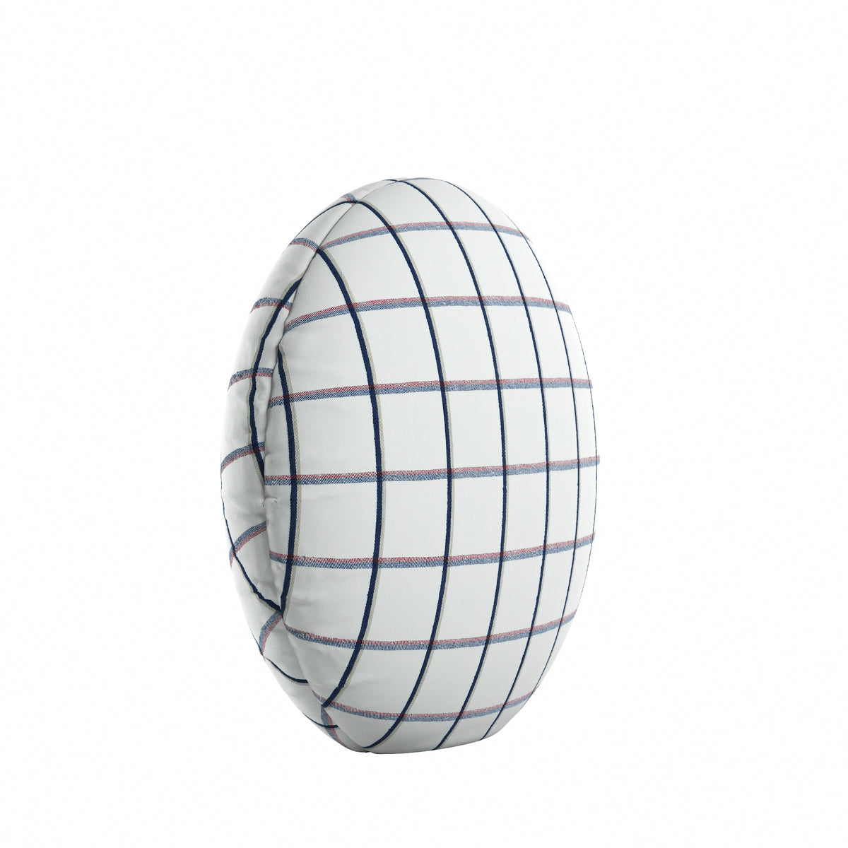 Circular Throw Pillow in Check With Me - White