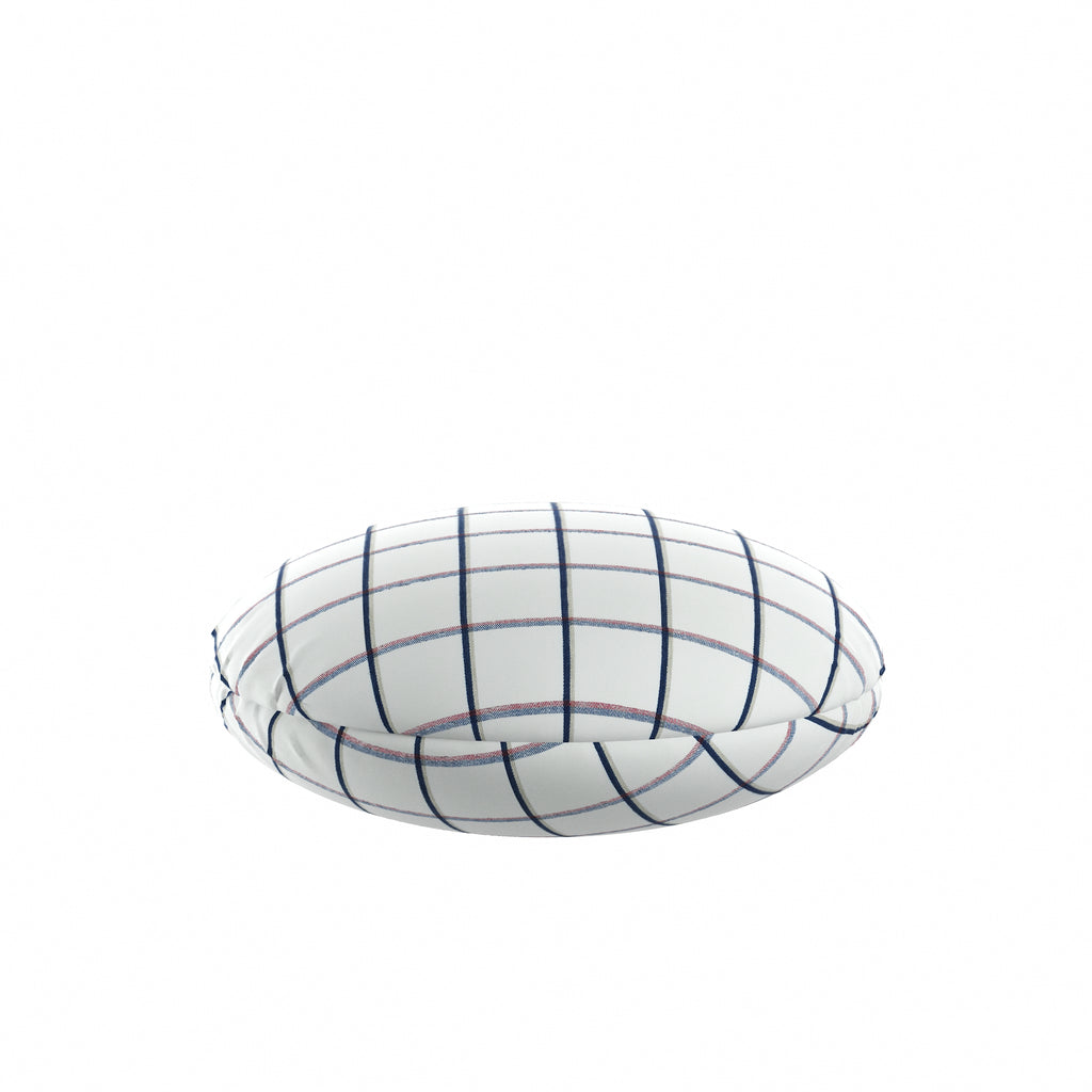 Circular Throw Pillow in Check With Me - White