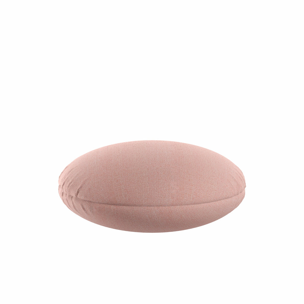 Circular Throw Pillow in Slubby Linen - Think Pink