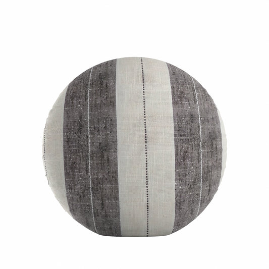 Circular Throw Pillow in French Laundry Stripe - Midnights