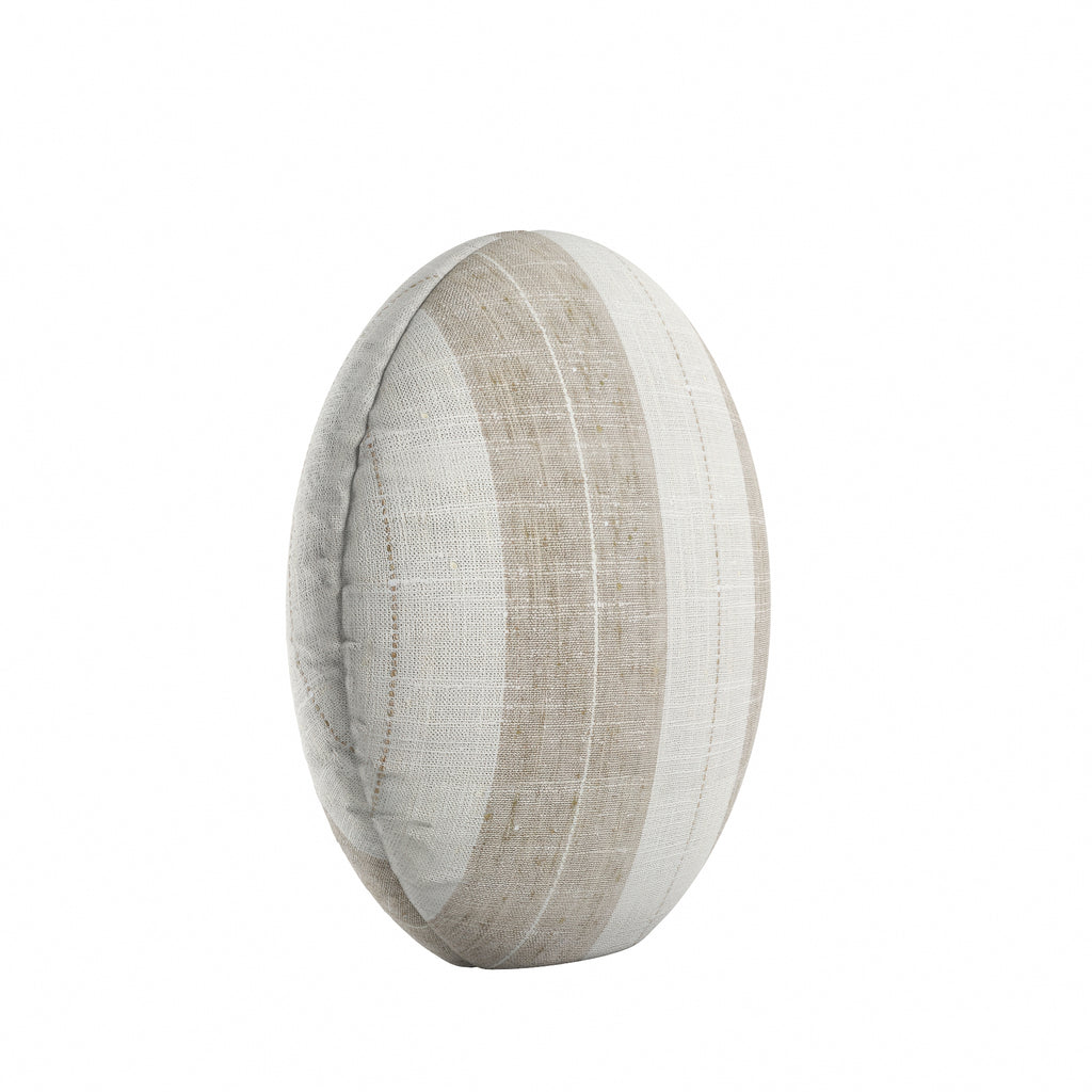 Circular Throw Pillow in French Laundry Stripe - Champagne