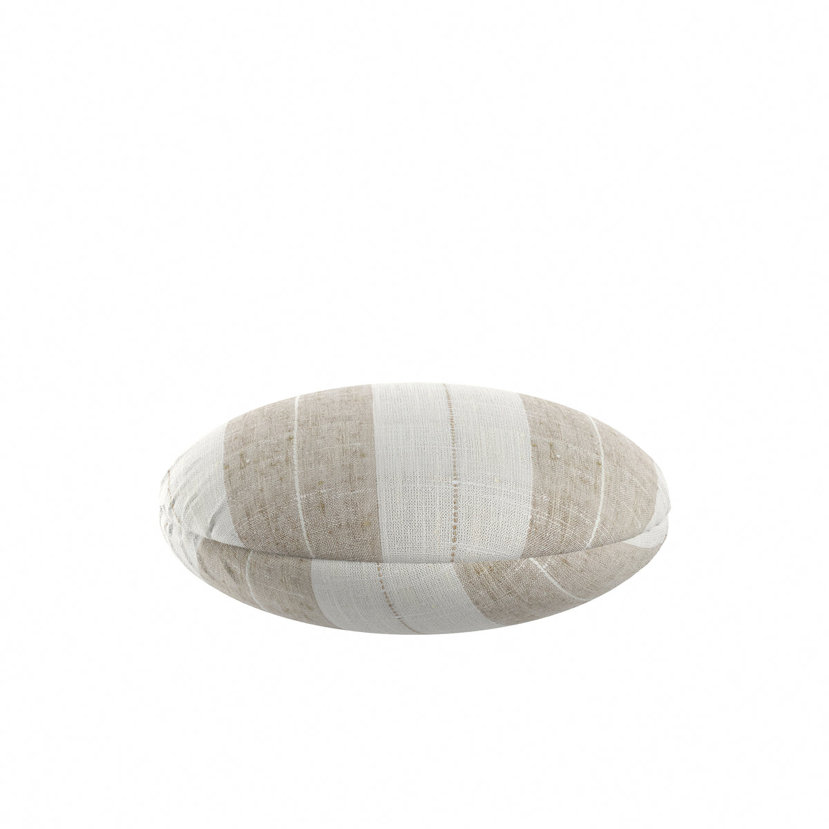 Circular Throw Pillow in French Laundry Stripe - Champagne