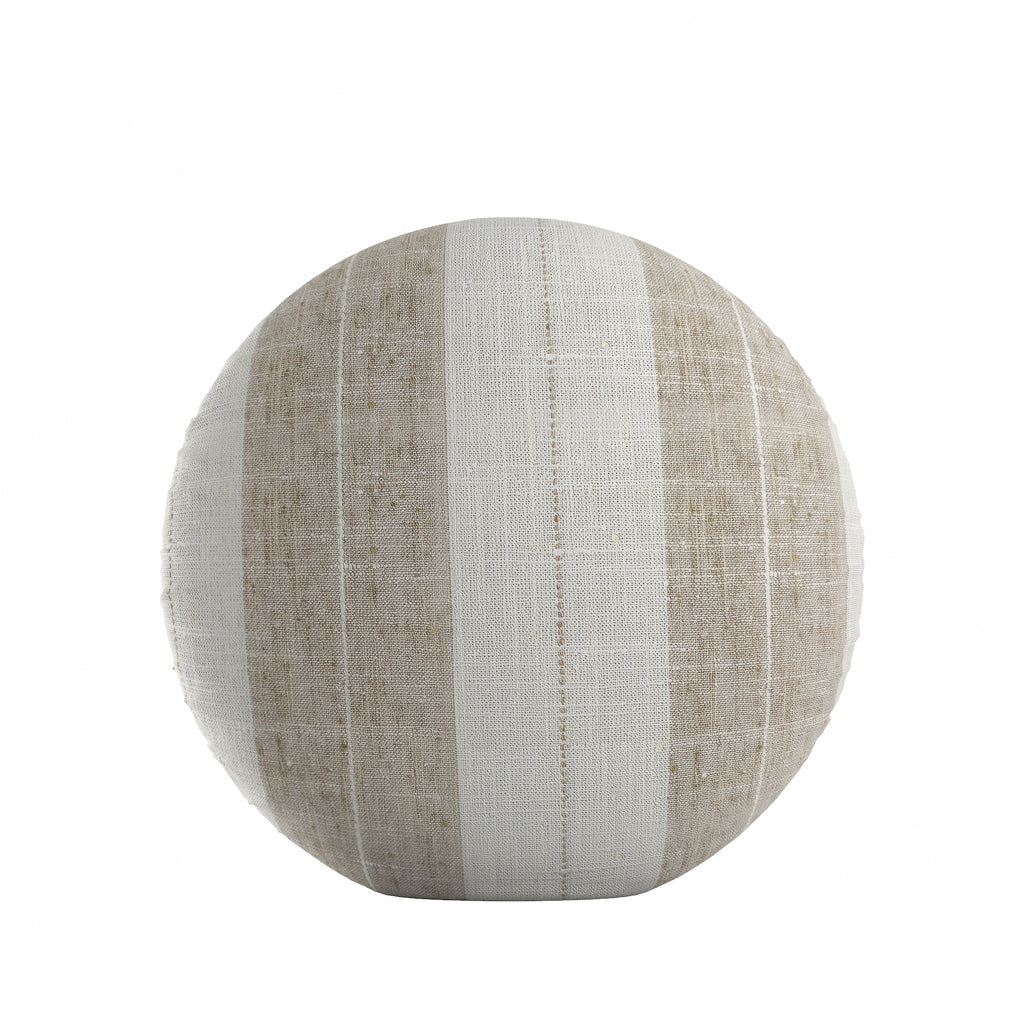 Circular Throw Pillow in French Laundry Stripe - Champagne