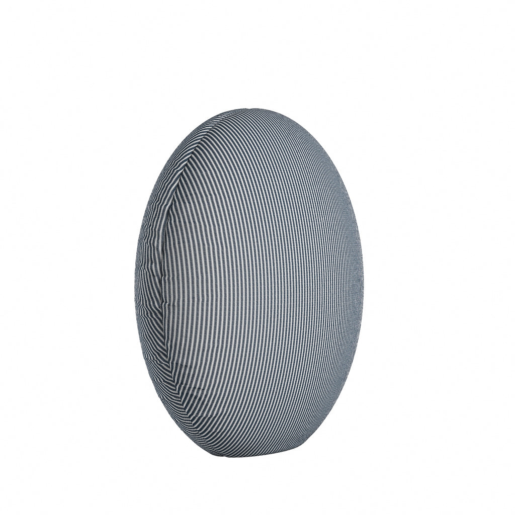 Circular Throw Pillow in Little White Line - Blueberry