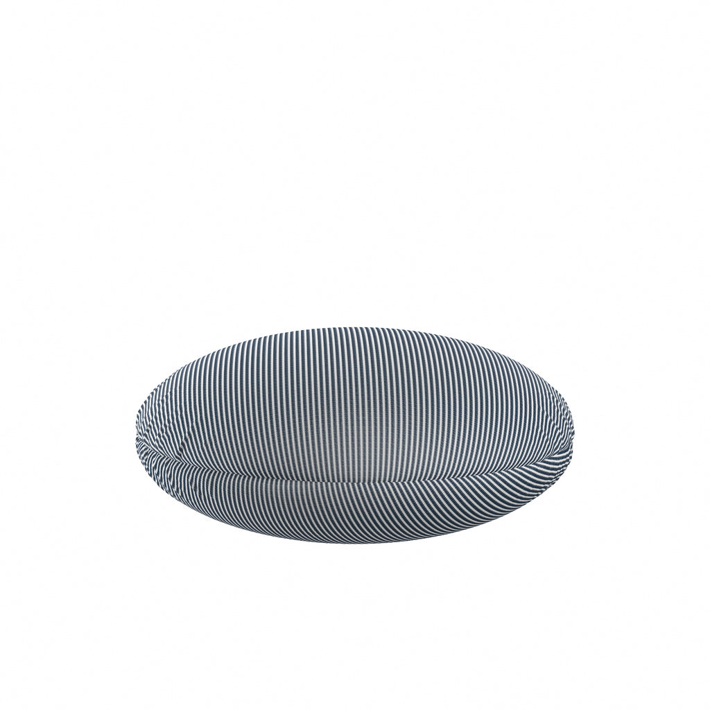 Circular Throw Pillow in Little White Line - Blueberry