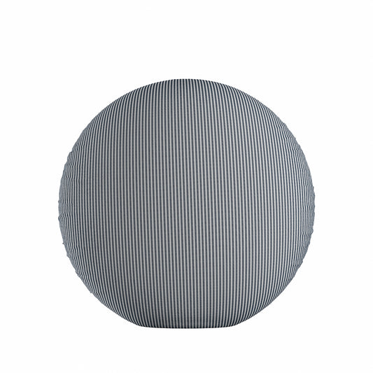 Circular Throw Pillow in Little White Line - Blueberry