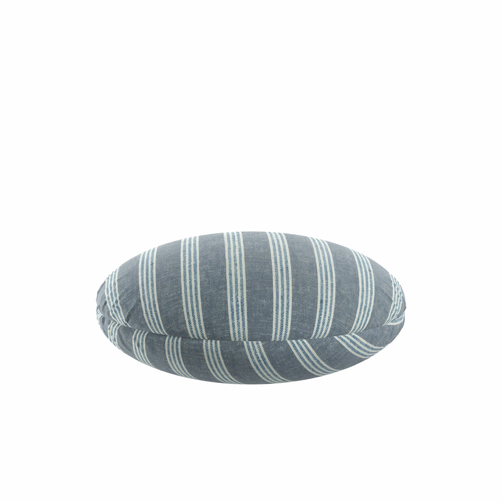 Circular Throw Pillow in Nautical Stripes - Surfs Up
