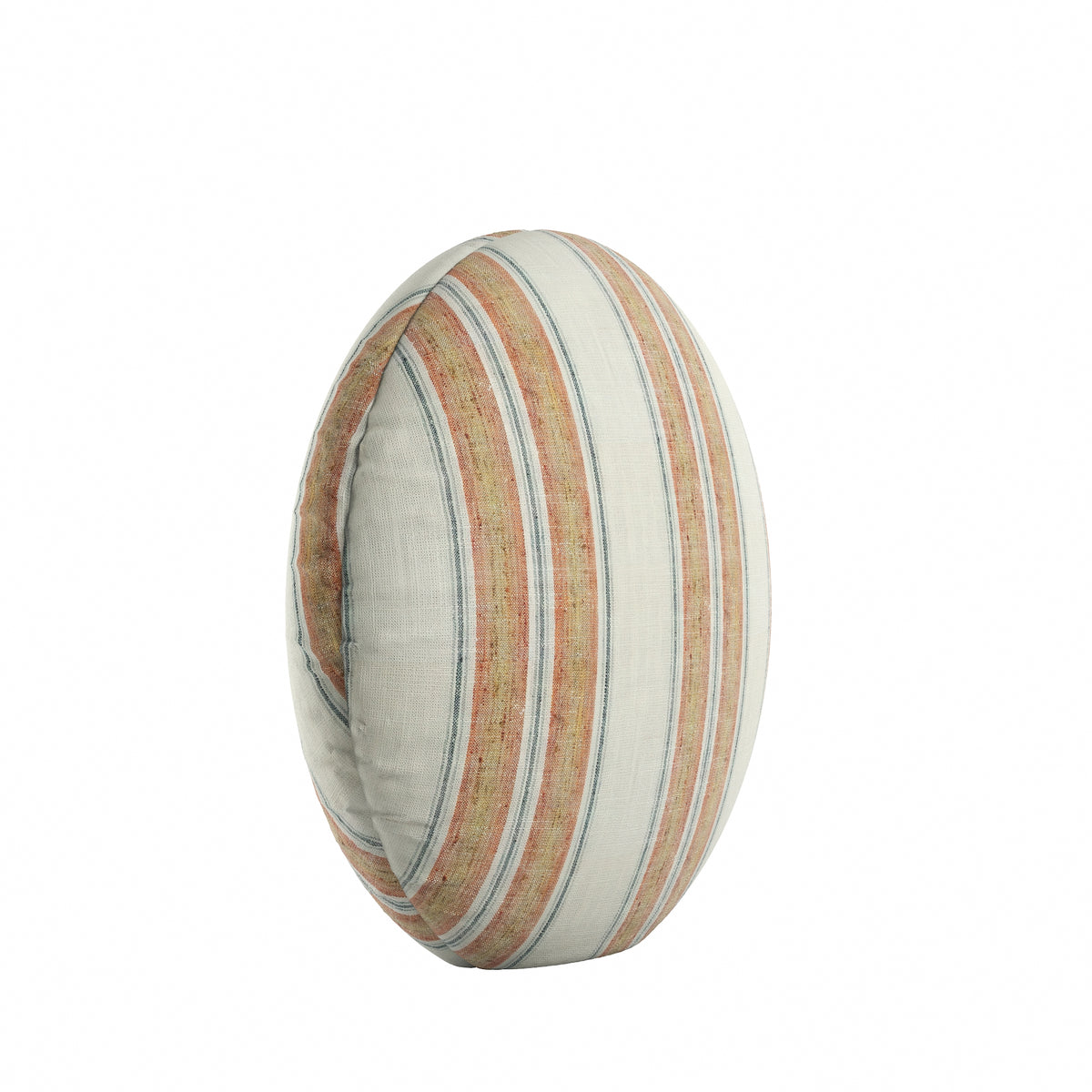 Circular Throw Pillow in French Laundry Stripe - Apricot