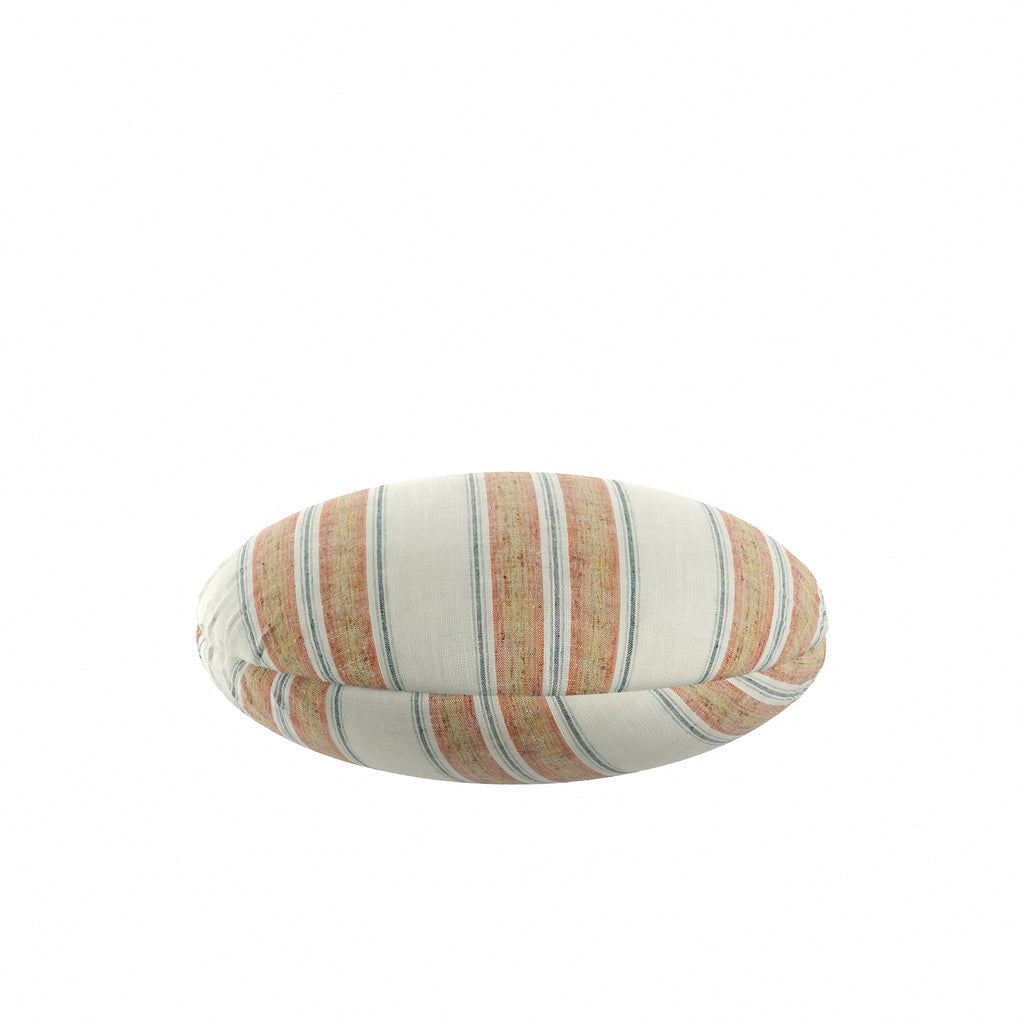 Circular Throw Pillow in French Laundry Stripe - Apricot
