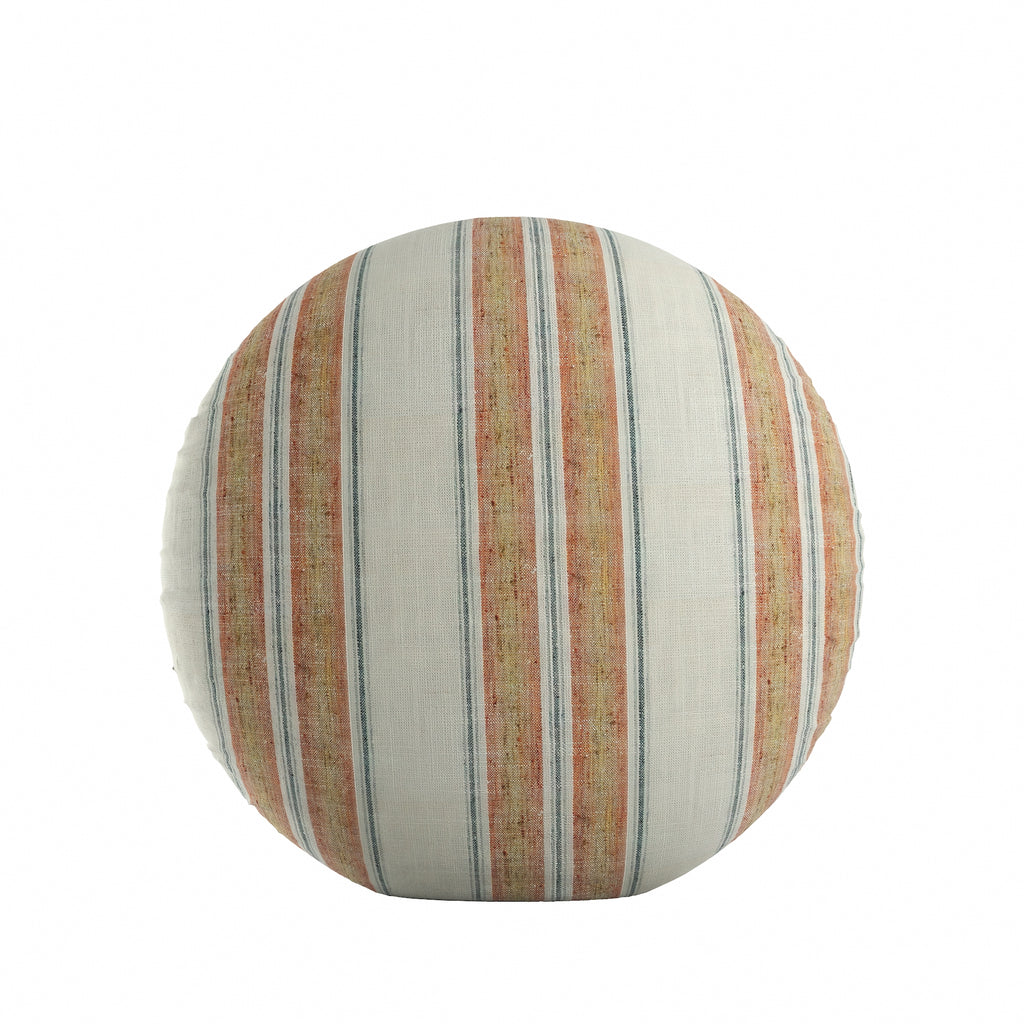 Circular Throw Pillow in French Laundry Stripe - Apricot