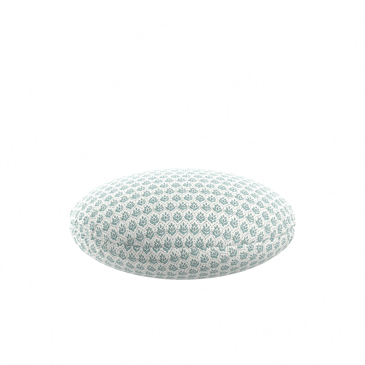 Circular Throw Pillow in Leaf Me Alone Minty Blue