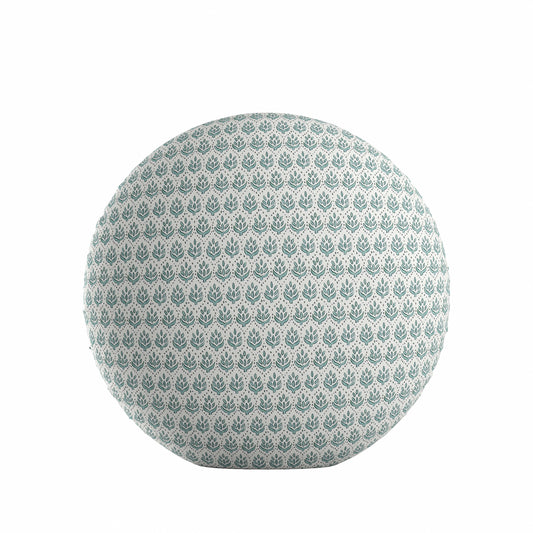 Circular Throw Pillow in Leaf Me Alone Minty Blue