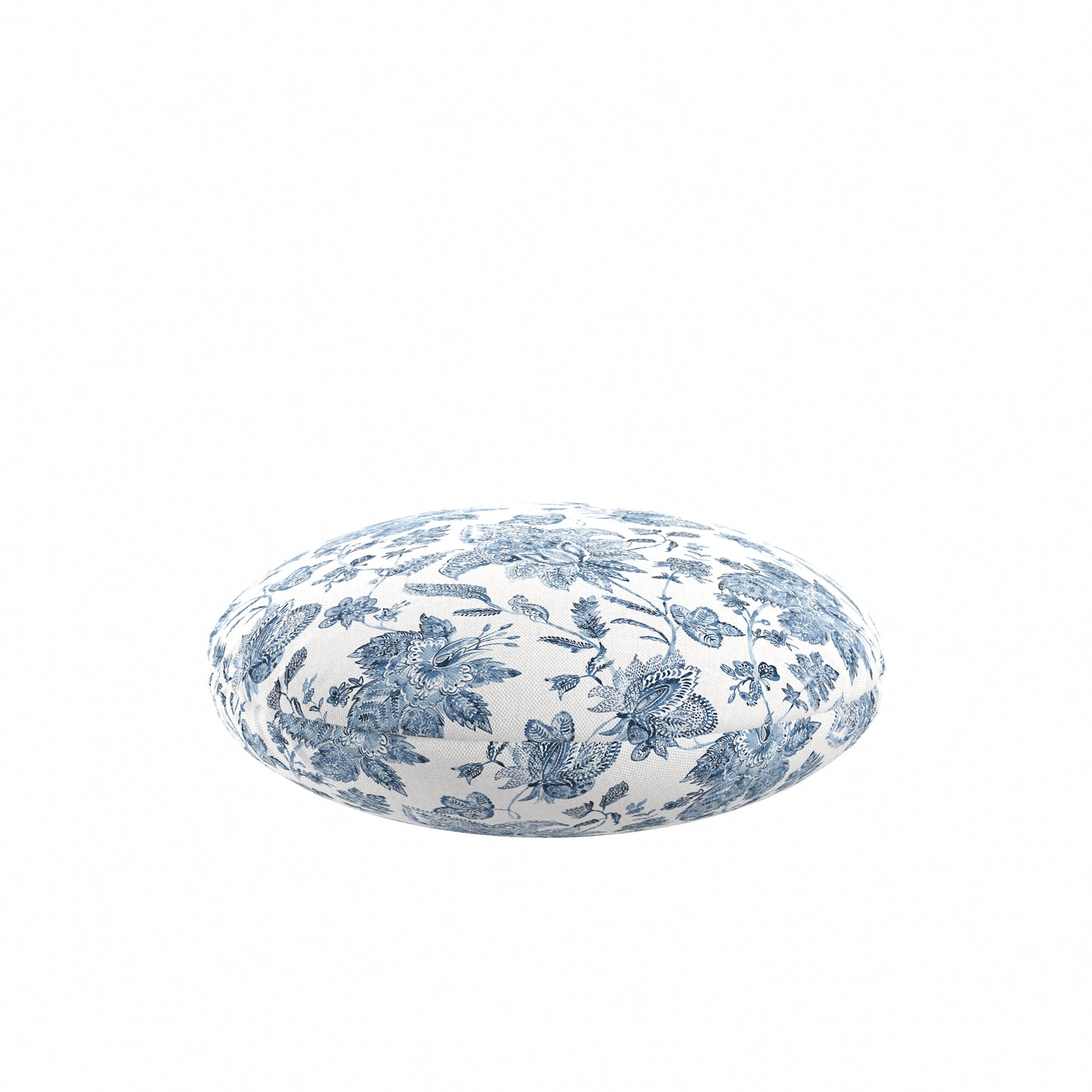 Circular Throw Pillow in Toile - Blue Skies