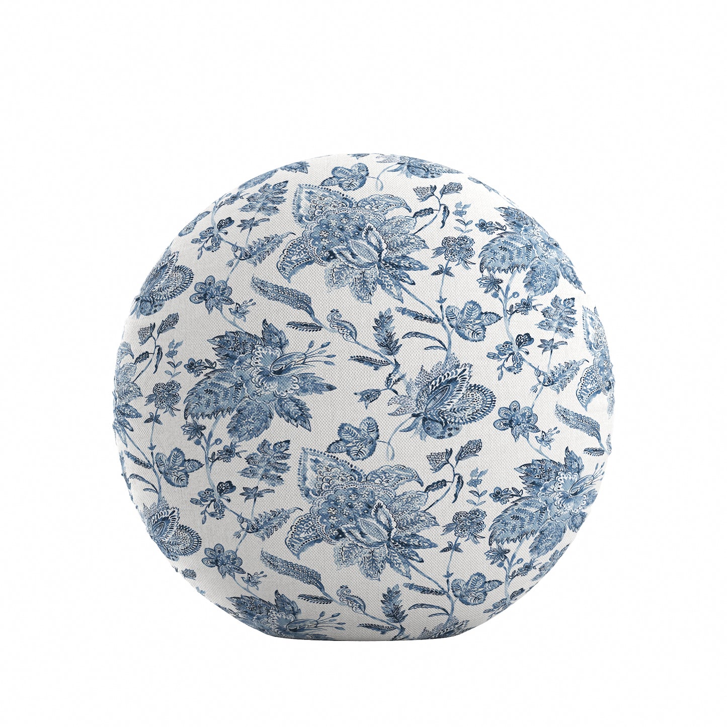 Circular Throw Pillow in Toile - Blue Skies