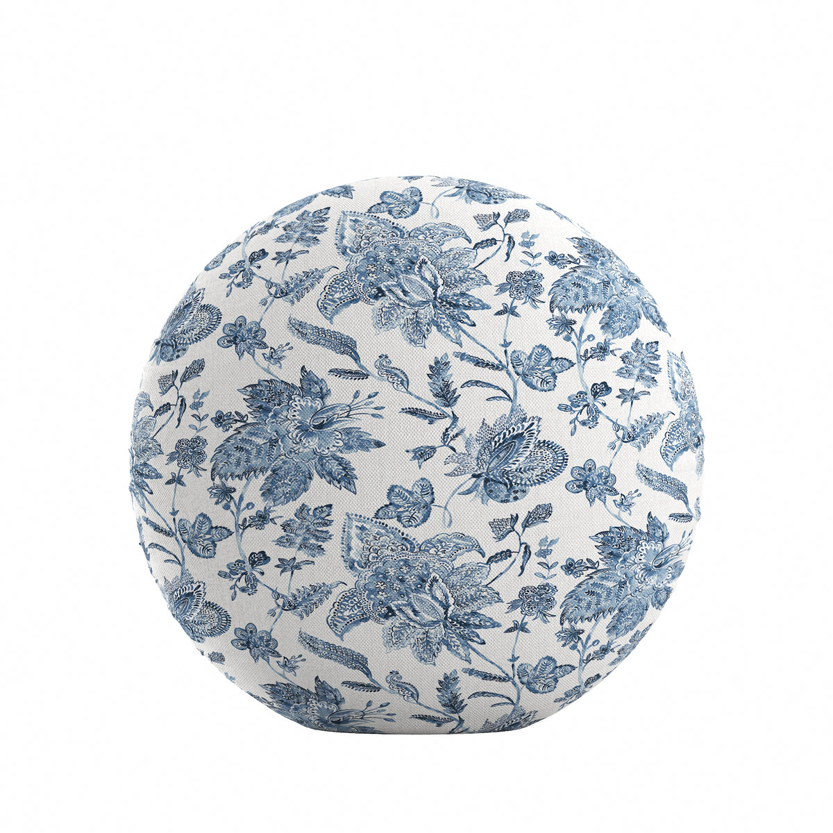 Circular Throw Pillow in Toile - Blue Skies