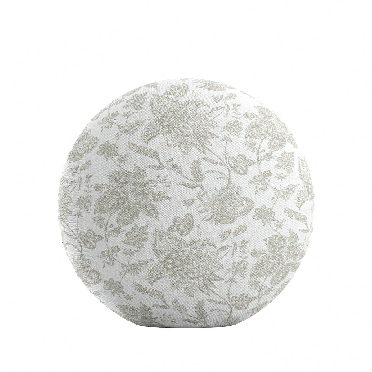 Circular Throw Pillow in Toile - Rich Cream