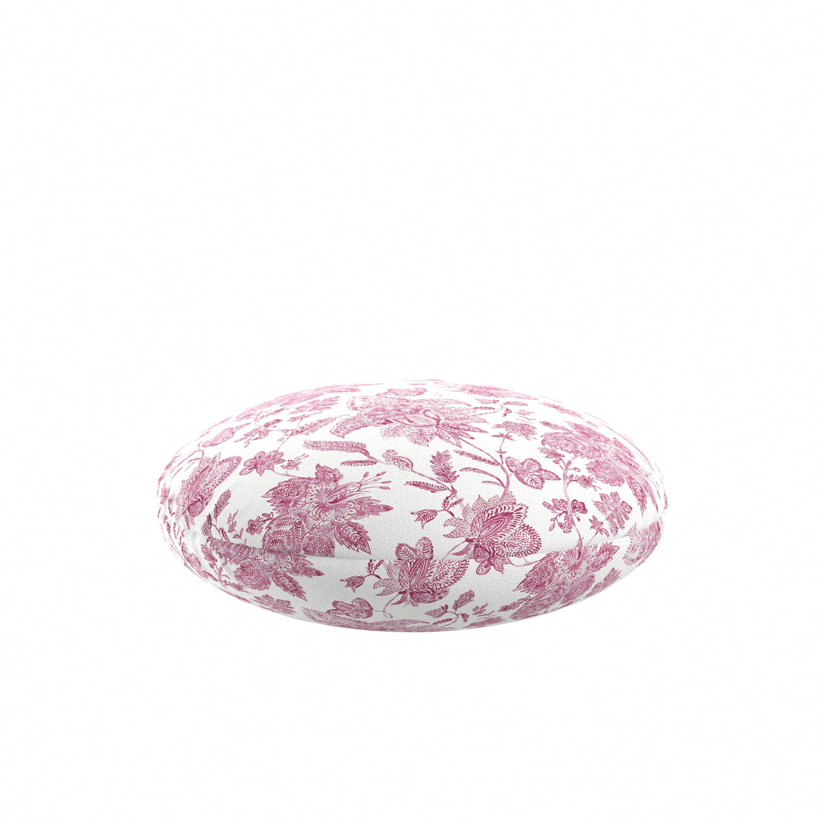 Circular Throw Pillow in Toile - Strawberry