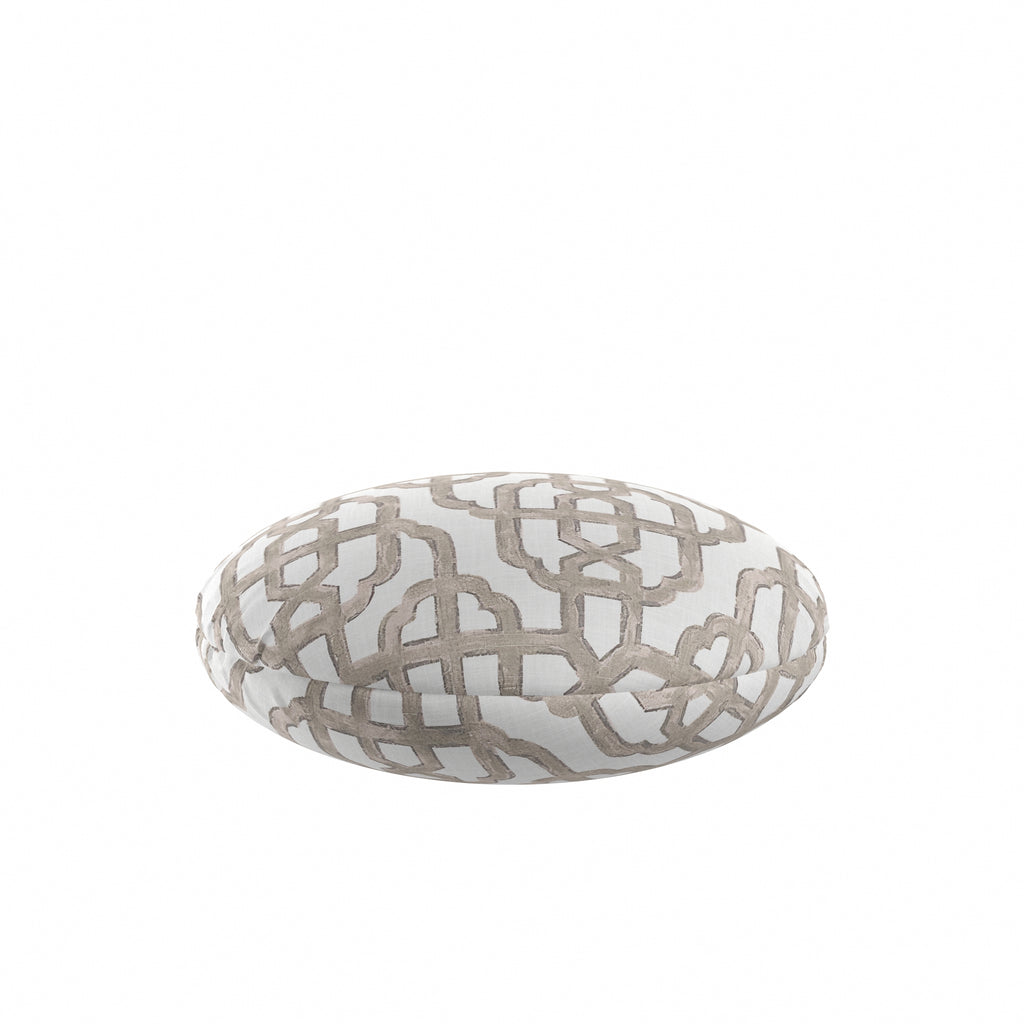 Circular Throw Pillow in Trellis Like It Is - Beige
