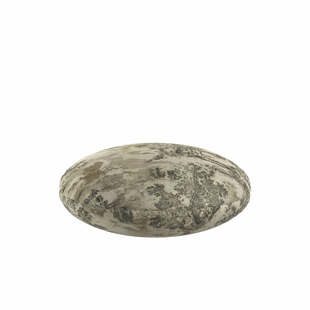 Circular Throw Pillow in Country Toile - Onyx