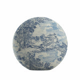 Circular Throw Pillow in Country Toile - Sapphire