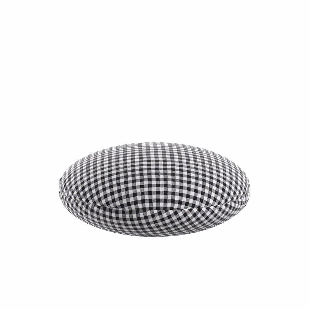 Circular Throw Pillow in Gingham - Black