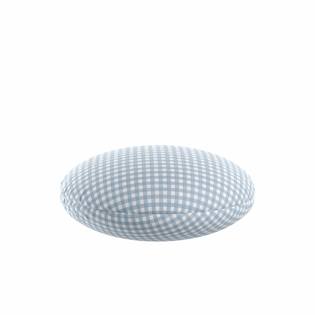 Circular Throw Pillow in Gingham - Blue Jean