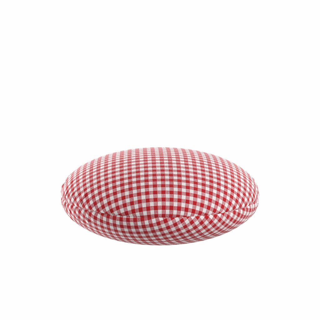 Circular Throw Pillow in Gingham - Cherry