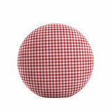 Circular Throw Pillow in Gingham - Cherry