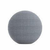 Circular Throw Pillow in Gingham - Navy