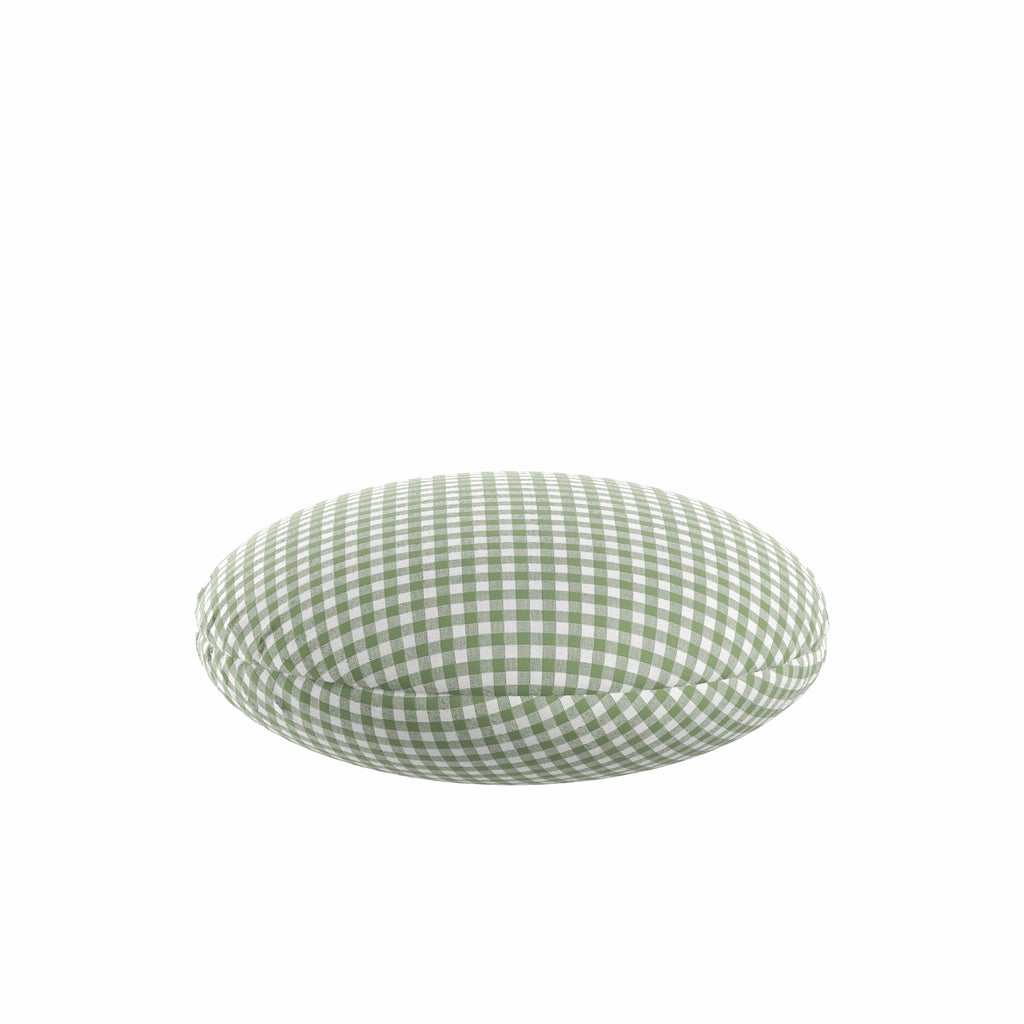 Circular Throw Pillow in Gingham - Sage