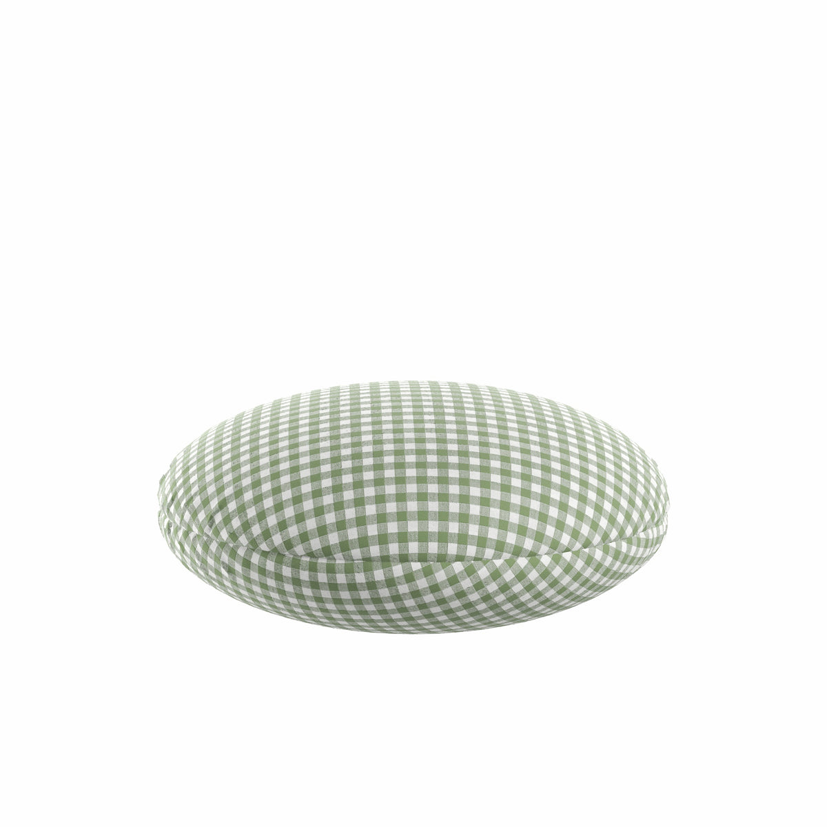 Circular Throw Pillow in Gingham - Sage