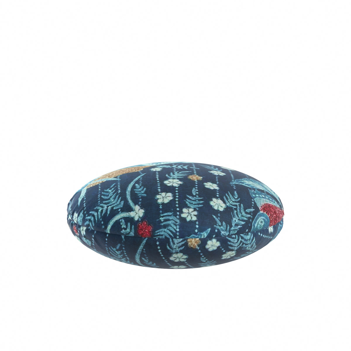 Circular Throw Pillow in Koi Pond - Blue