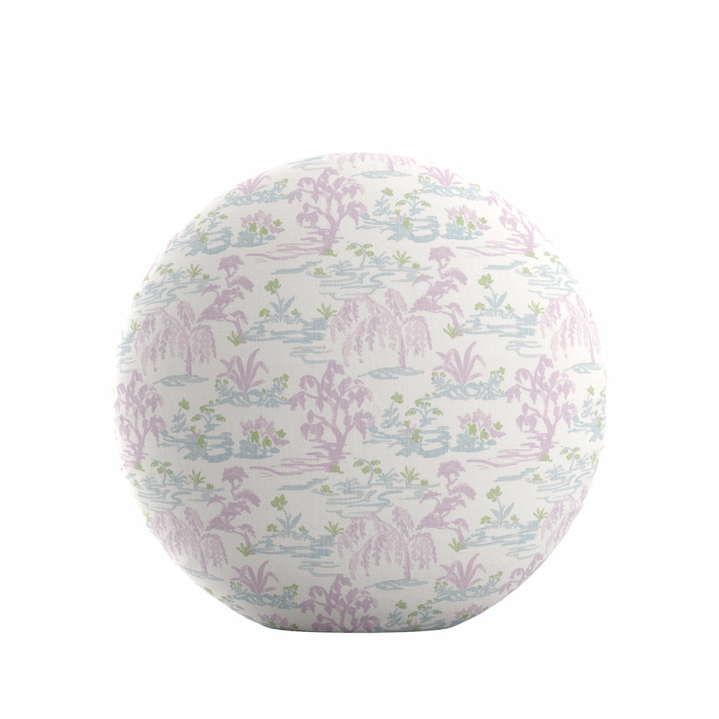 Circular Throw Pillow in Meadow - Lavender