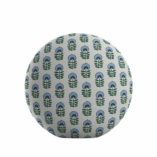 Circular Throw Pillow in Mini Florals - Forest