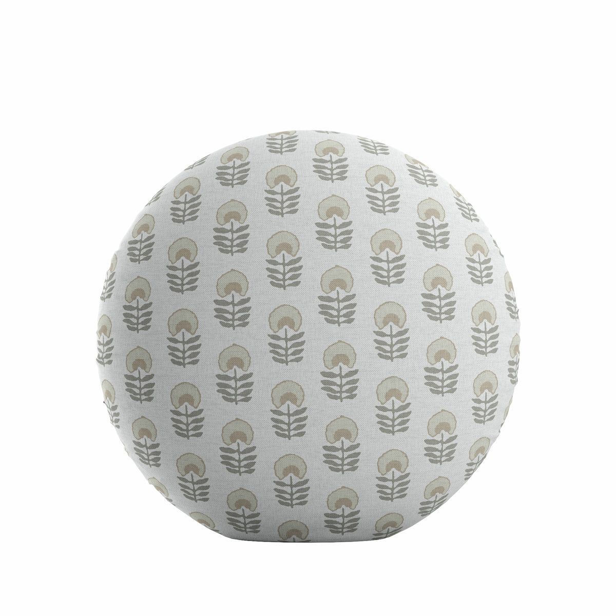 Circular Throw Pillow in Mini Florals - Ivory