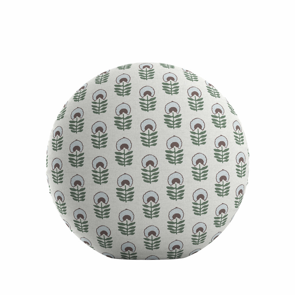 Circular Throw Pillow in Mini Florals - Sky Garden