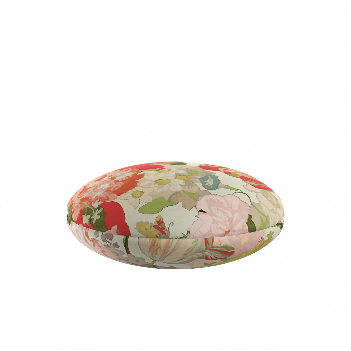 Circular Throw Pillow in Garden Tea Time - Pink