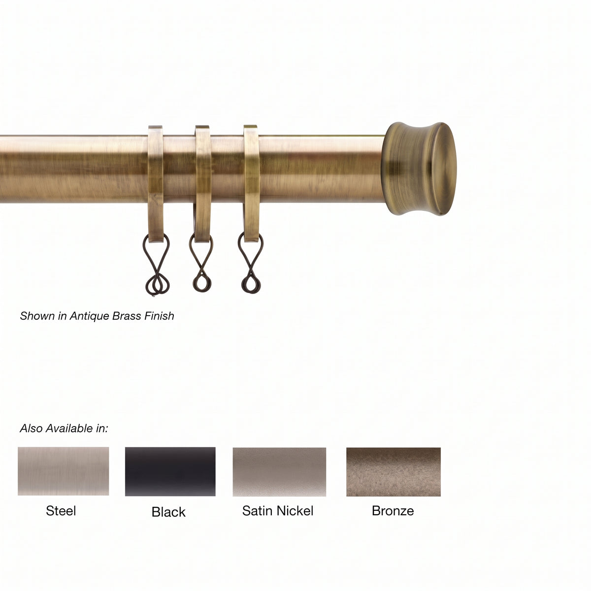 Newport Custom Cut Curtain Rod with Knox Finial