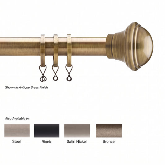 Newport Custom Cut Curtain Rod with Lowell Finial