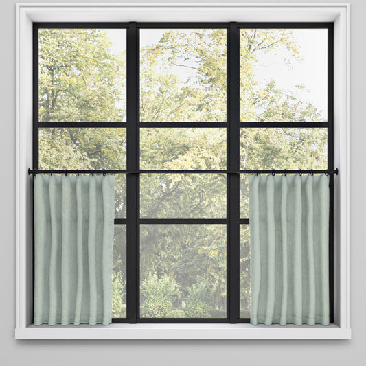 Convertible Pleat Cafe Curtain in Baldwin Cornflower