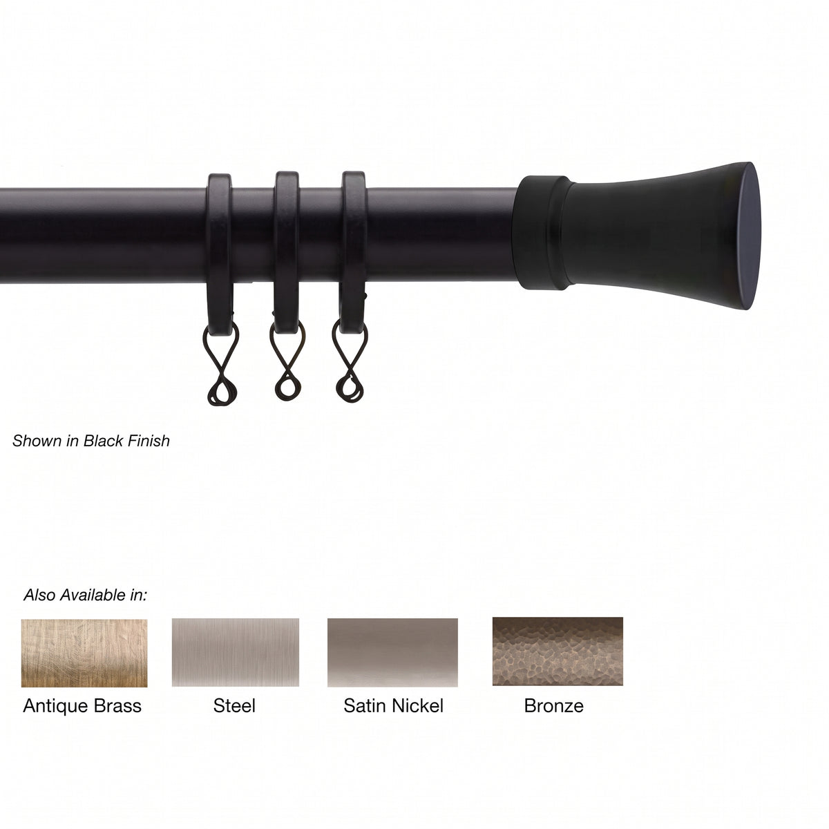 Newport Custom Cut Curtain Rod with Trumpet Finial