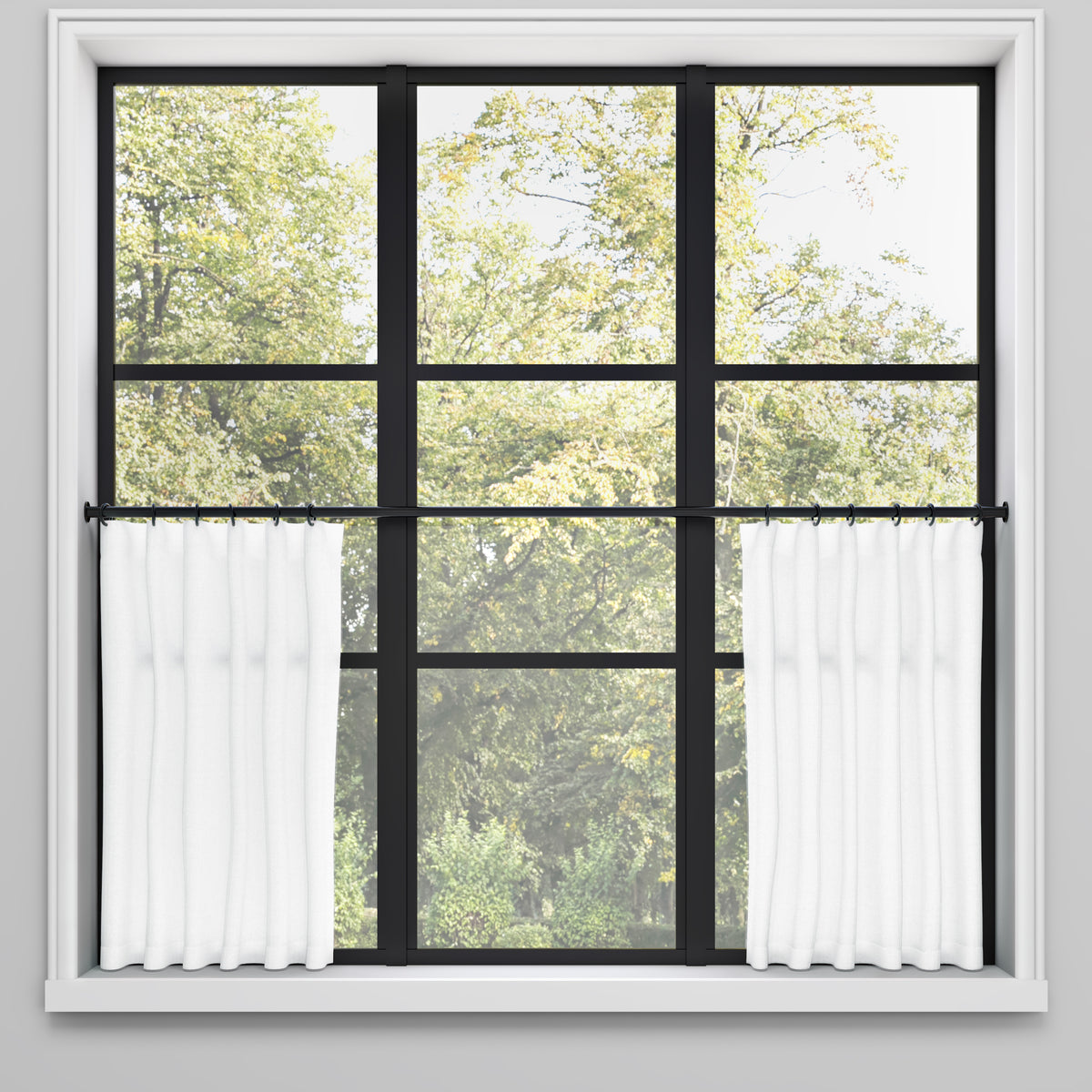 Convertible Pleat Cafe Curtain in Classic Linen - Optic White