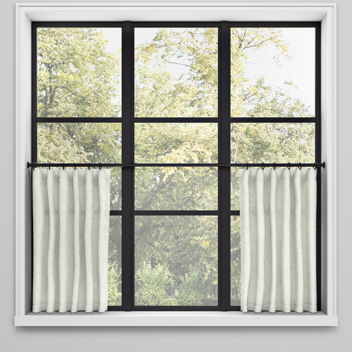 Convertible Pleat Cafe Curtain in Baldwin Fog