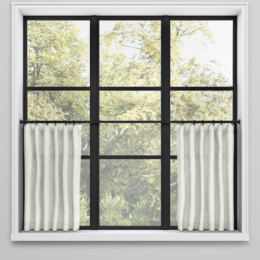 Convertible Pleat Cafe Curtain in Baldwin Fog