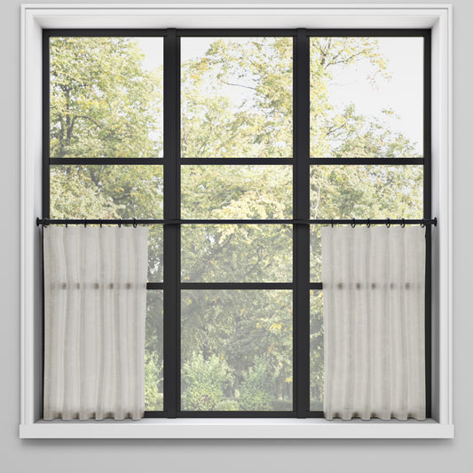 Convertible Pleat Cafe Curtain in Classic Linen - Heathered Dove