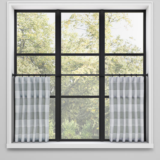 Convertible Pleat Cafe Curtain in Falmouth Asphalt