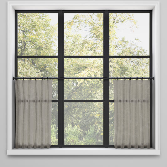 Convertible Pleat Cafe Curtain in Linen Sheer - Cinder