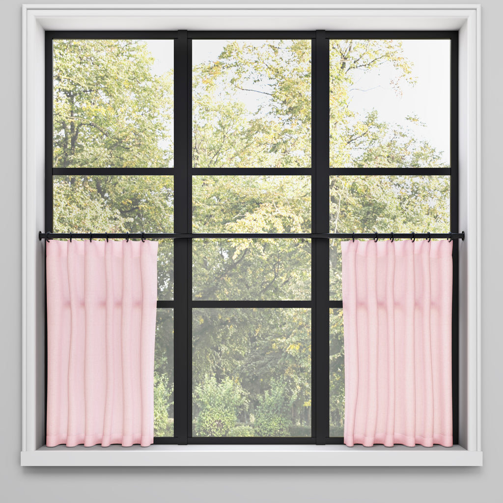 Convertible Pleat Cafe Curtain in Classic Linen - Blush